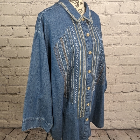 Maggie & Max Women's Long Sleeve Button Up Stitch Front Top Plus Size 4x B18 - Picture 4 of 9